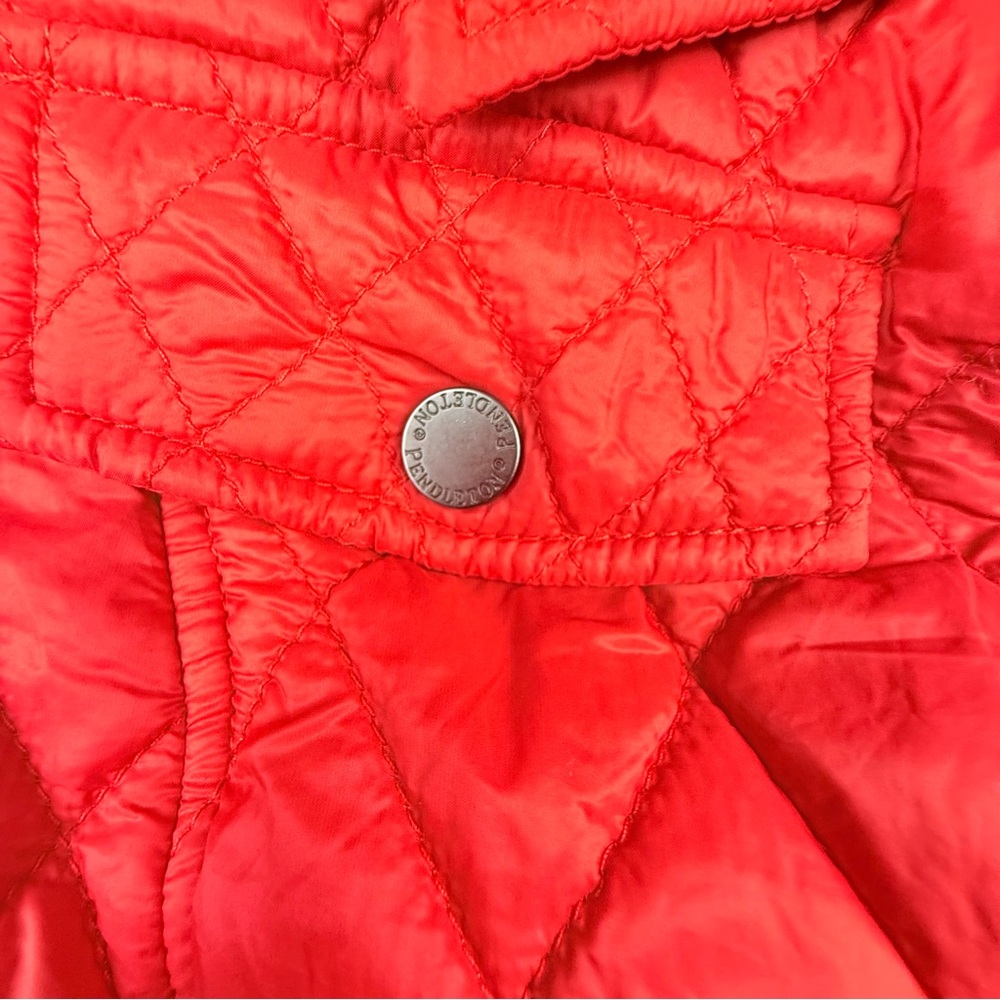 Pendleton Diamond Quilted Snap Puffer Jacket Red … - image 3